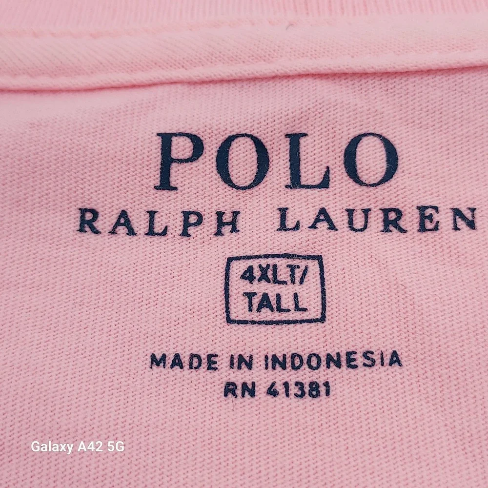 Polo Ralph Lauren Mens 4XLT Pink Pocket T-Shirt Big & Tall Blue Pony Logo Cotton
